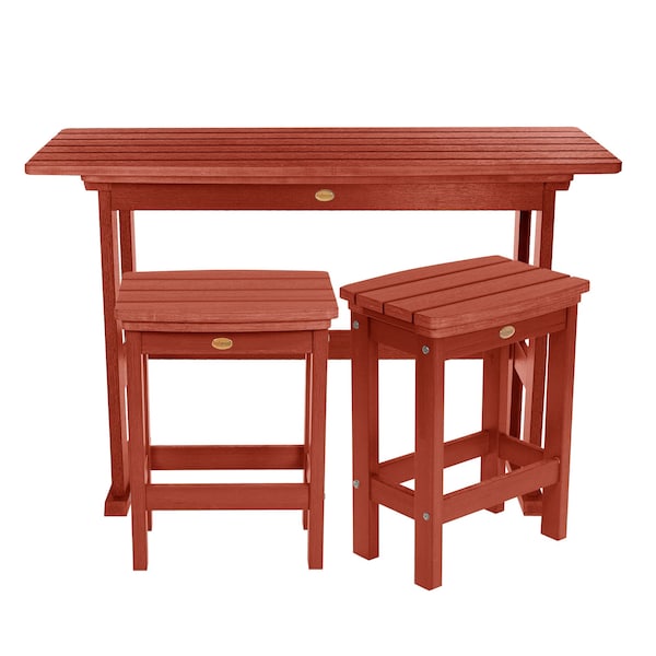 Highwood Usa Lehigh 3pc Counter Height Outdoor Patio Furniture Balcony Set AD-KITBALC1-RED - main